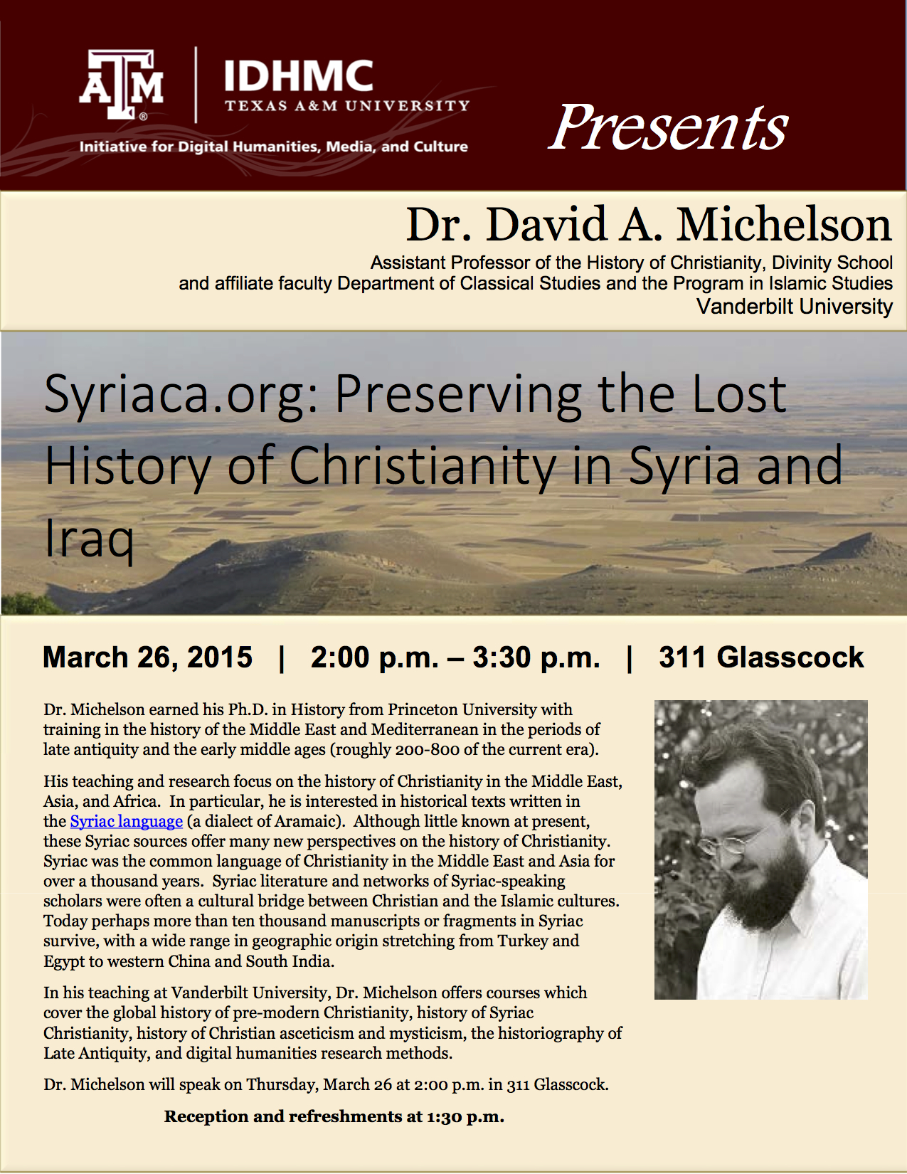 3/26/15 Presentation “Syriaca.org: Preserving the Lost History of Christianity in Syria and Iraq”